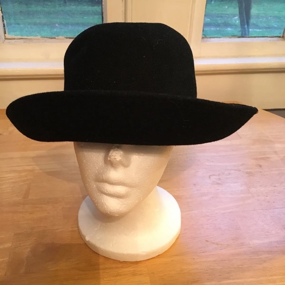 Vintage Miss Bierner Hat Black Wool Felt Bow Deep Curl Brim Med Michael Howard - Picture 2 of 12